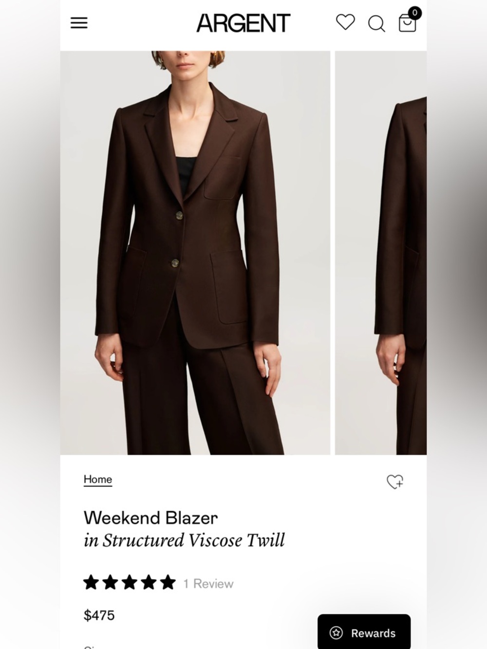 ARGENT Brown Suit - worn once!